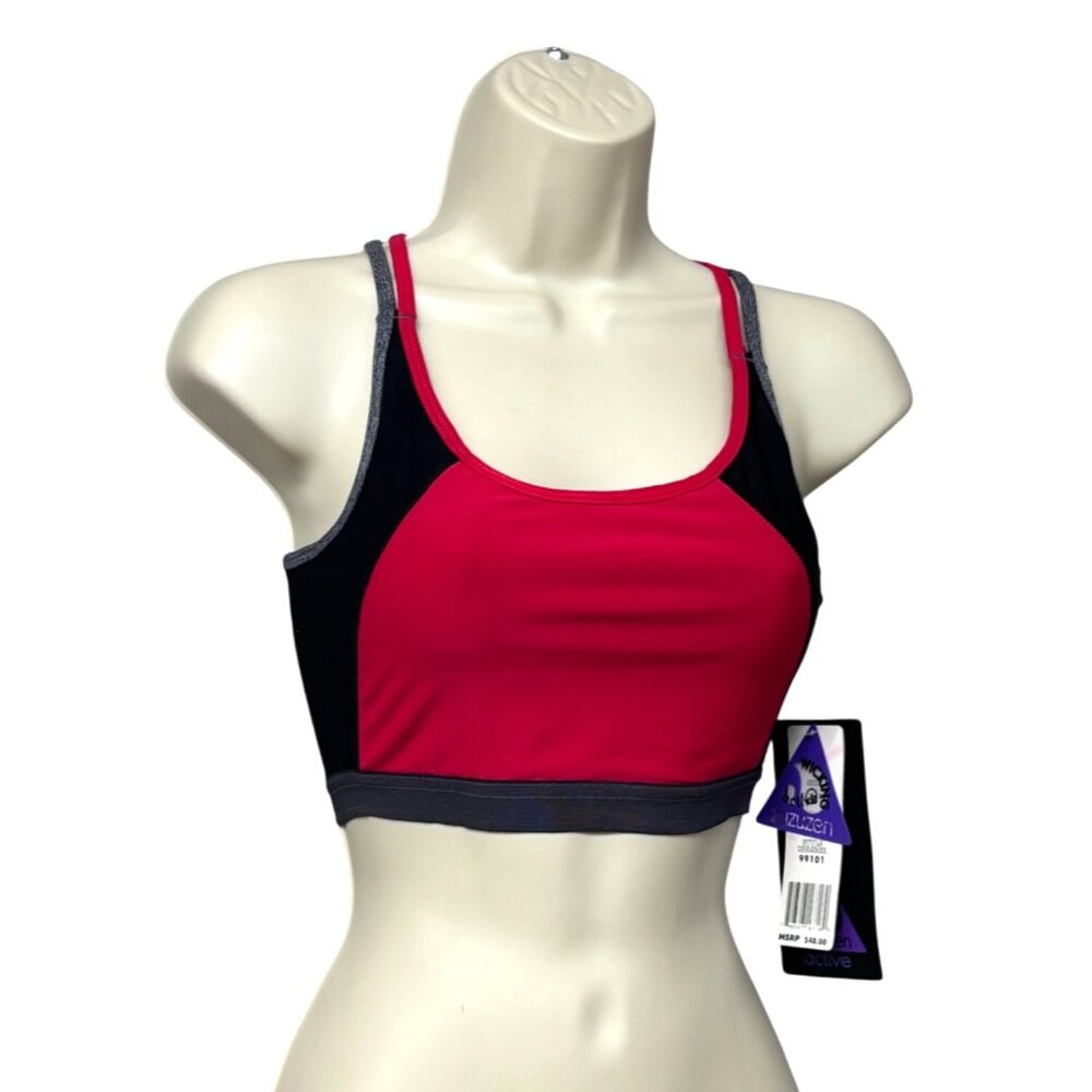 Zuzuzen Women’s Colorblock  unpadded sport bra, Red-multi, Sz. S